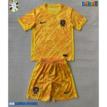 Camisa de Futebol Portugal Goleiro Equipamento Principal Infantil Europeu 2024 Manga Curta (+ Calças curtas)